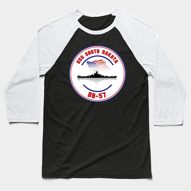 USS South Dakota BB-57 Baseball T-Shirt by darkside1 designs